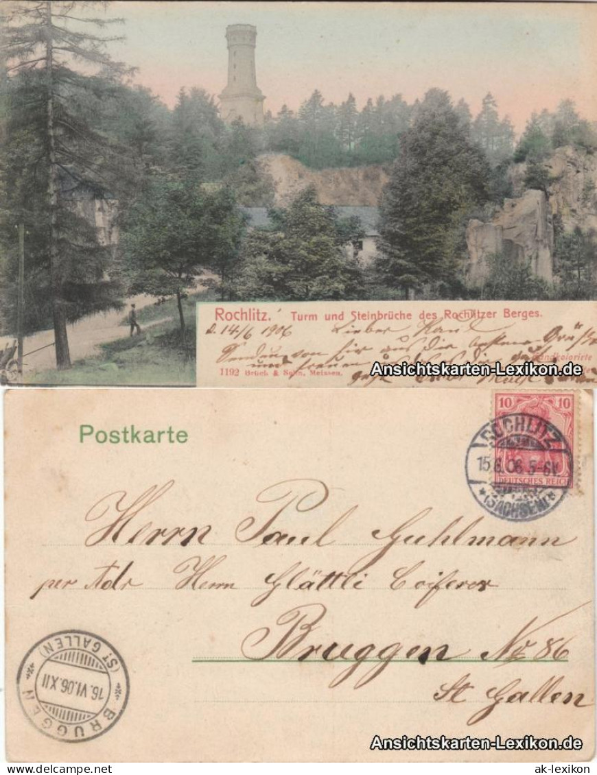 Rochlitz Turm Steinbrüche - Rochlitzer Berg - Handcolorierte Ansichtskarte 1906 - Rochlitz