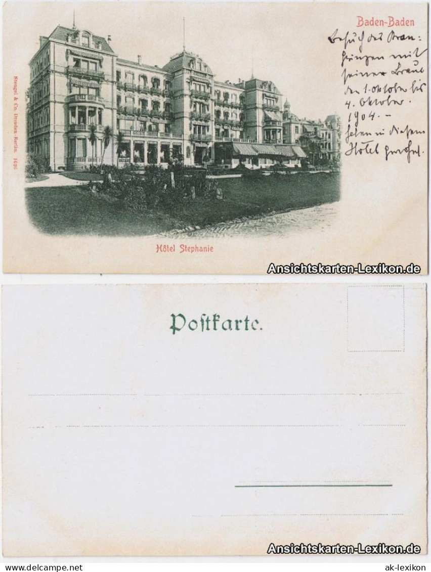 Ansichtskarte Baden-Baden Hotel Stephanie 1904 - Baden-Baden