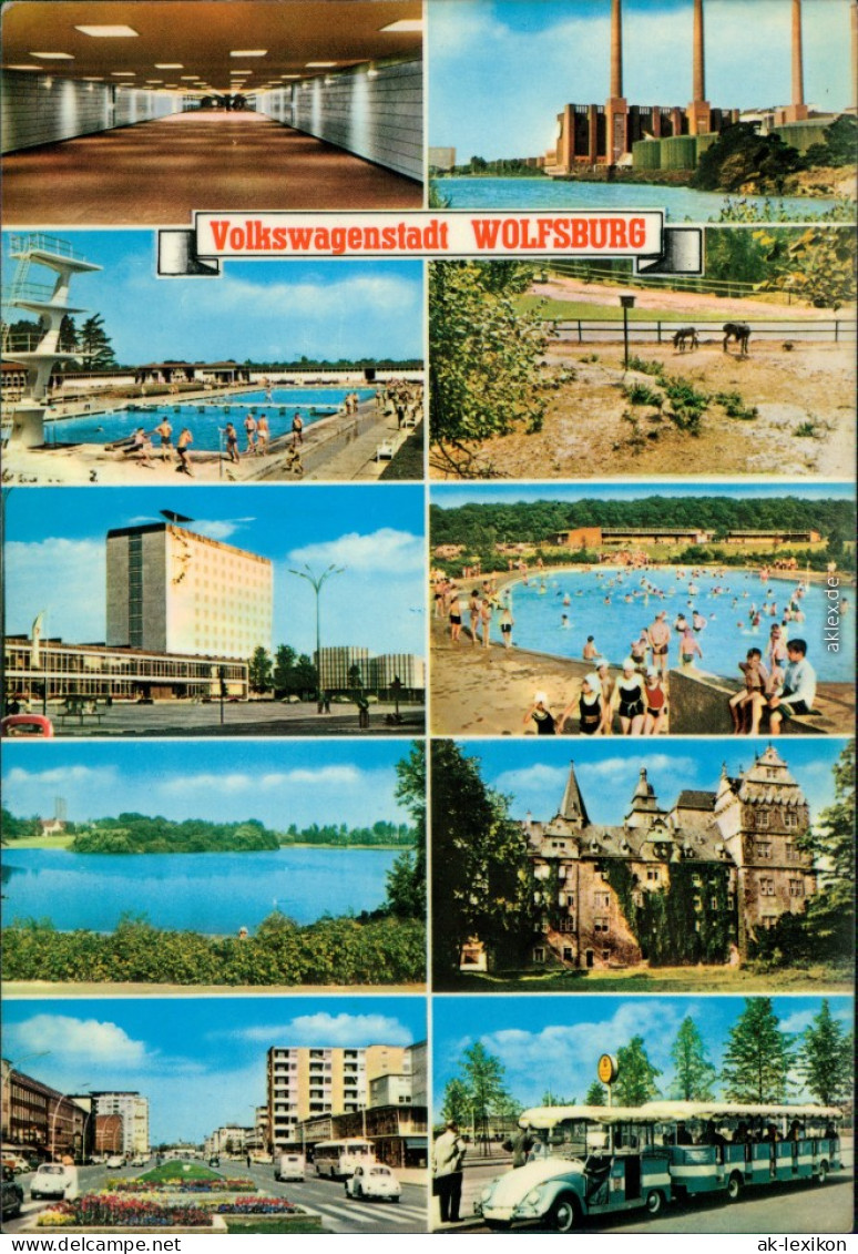 Wolfsburg Ansichten Aus Der Stadt Mit Freibad, U-Bahn Und Industrieanlagen 1970 - Wolfsburg