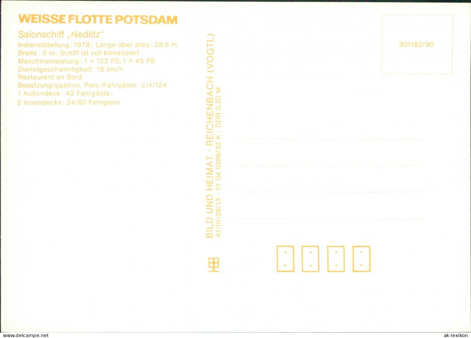 Ansichtskarte Potsdam Weiße Flotte Potsdam - Salonschiff Nedlitz 1990 - Potsdam