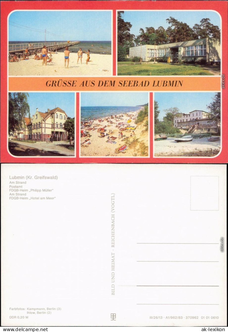 Lubmin Am Strand, Postamt, FDGB_Heim "Philipp Müller", Und "Hotel Am Meer" 1983 - Lubmin