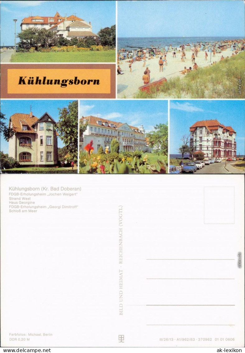 Kühlungsborn FDGB-Erholungsheim "Jochen Weigert", Strand West Schloß Meer 1983 - Kühlungsborn