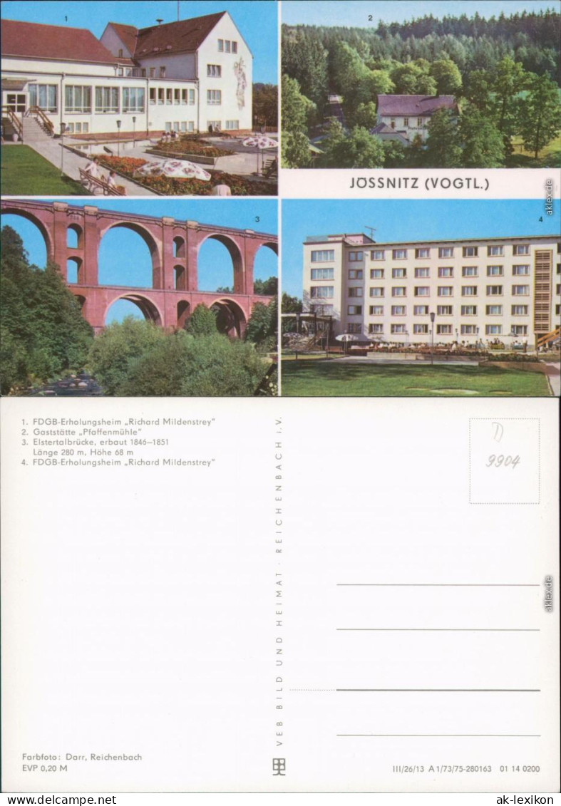 Jößnitz Plauen (Vogtland) FD  Ansichtskarte  Elstertalbrücke 1975 - Pöhl