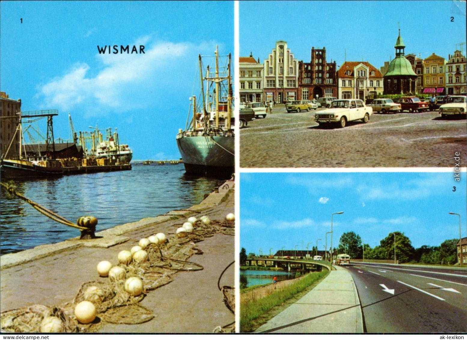 Ansichtskarte Wismar Hafen, Markt, Hochbrücke 1976 - Wismar