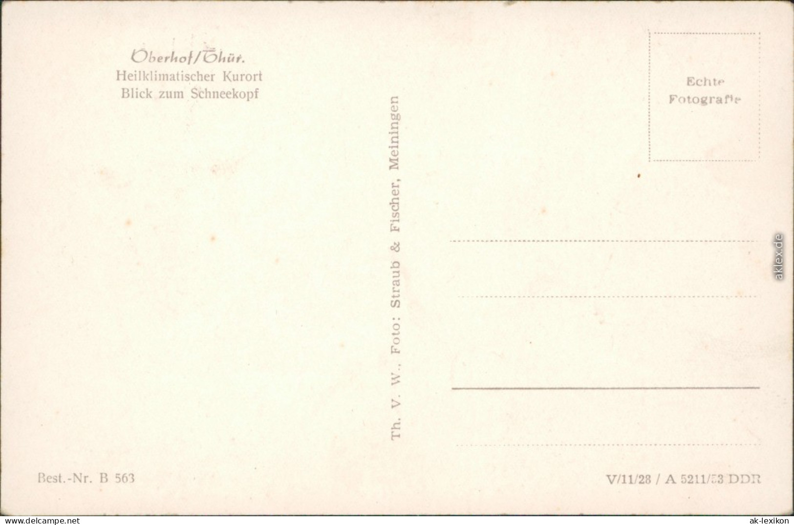 Ansichtskarte Oberhof (Thüringen) Blick Zum Schneekopf 1953 - Oberhof