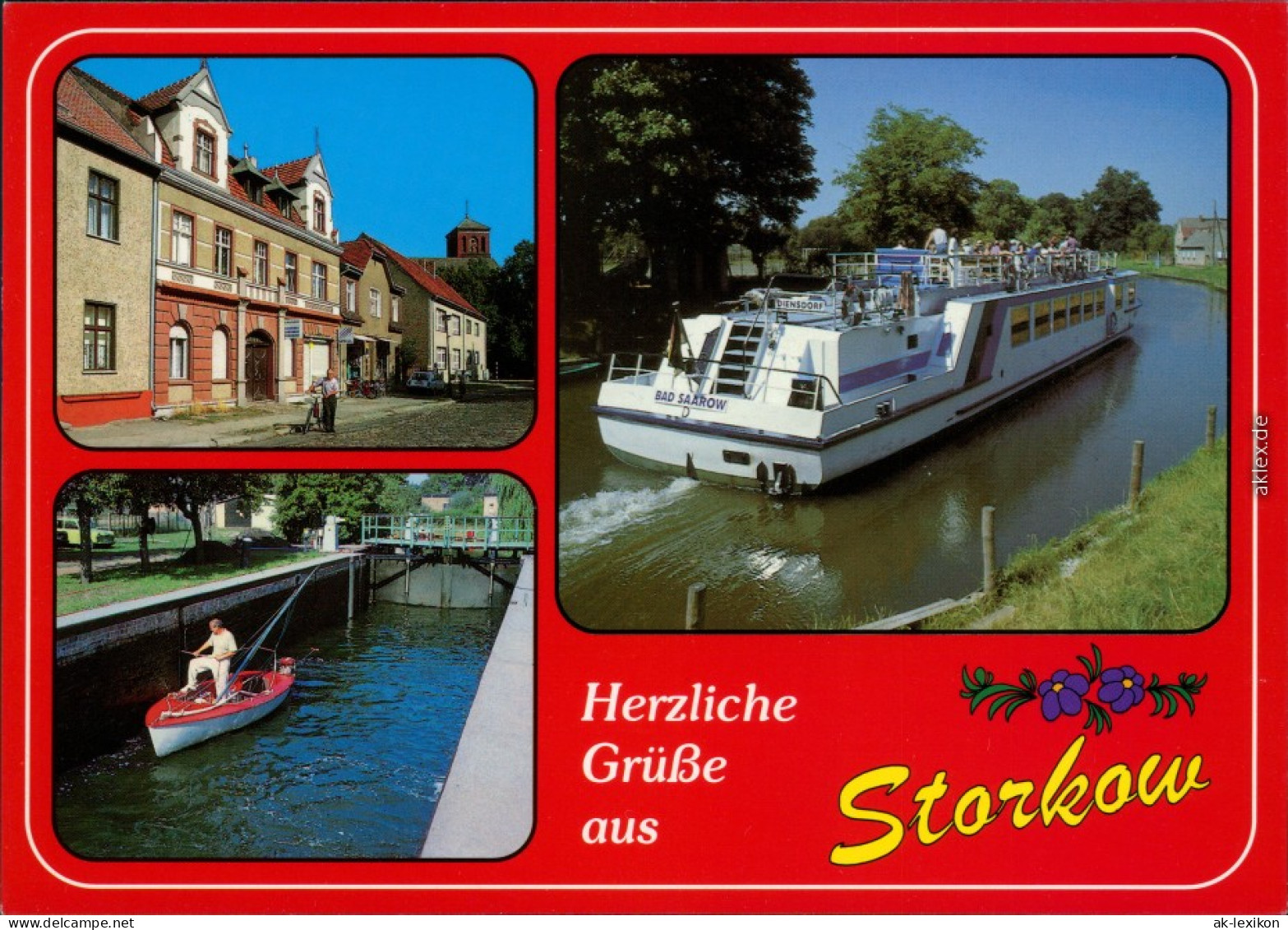 Storkow (Mark) Kirche, Passagierschiff Auf Dem Storkower Kanal, Schleuse 1995 - Storkow