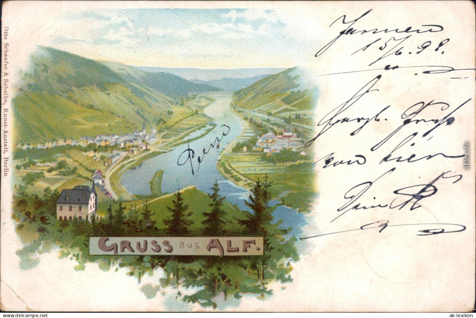 Alf (Mosel) Panorama Litho Ansichtskarte 1899 - Alf-Bullay