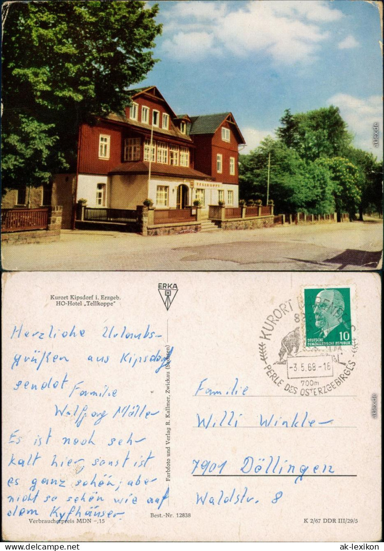 Ansichtskarte Kipsdorf-Altenberg (Erzgebirge) HO-Hotel Tellkoppe 1968 - Kipsdorf