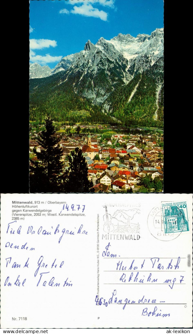 Ansichtskarte Mittenwald Panorama-Ansicht, Karwendelgebirge 1977 - Mittenwald