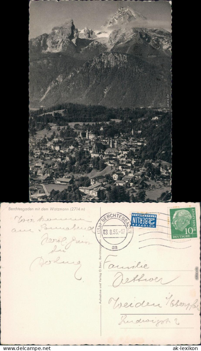 Ansichtskarte Berchtesgaden Panorama-Ansicht, Watzmann 1955 - Berchtesgaden