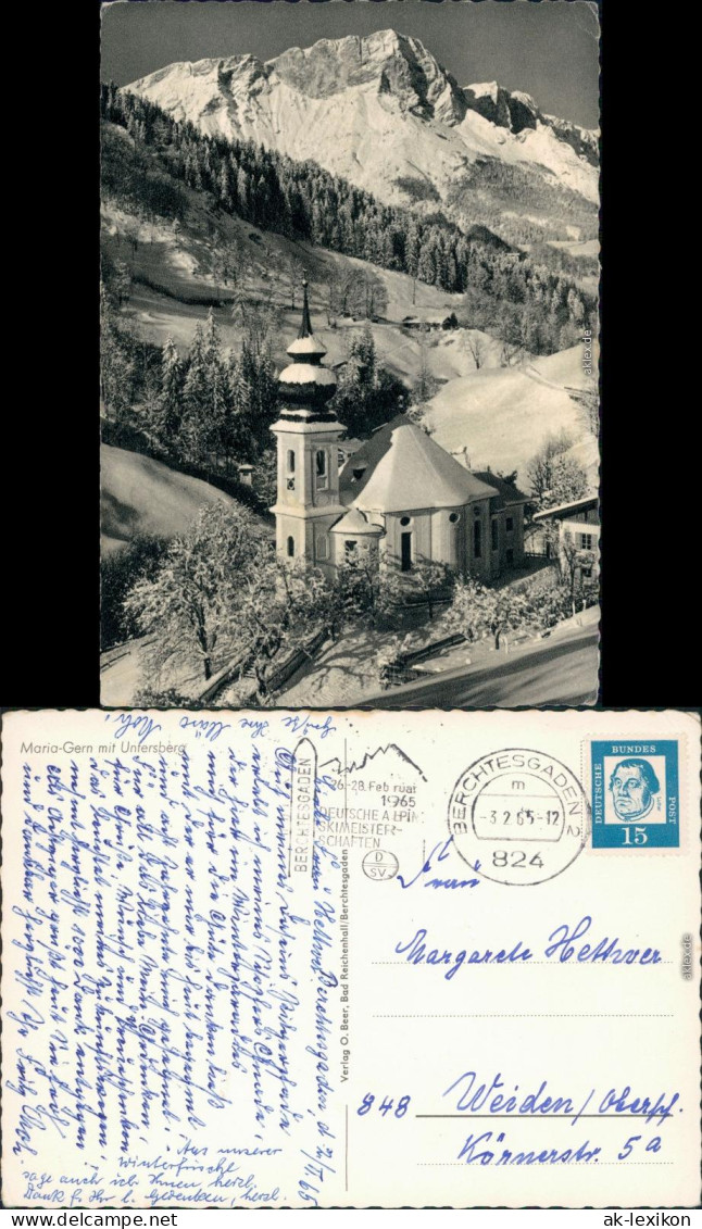 Ansichtskarte Berchtesgaden Kirche Maria Gern, Untersberg 1965 - Berchtesgaden