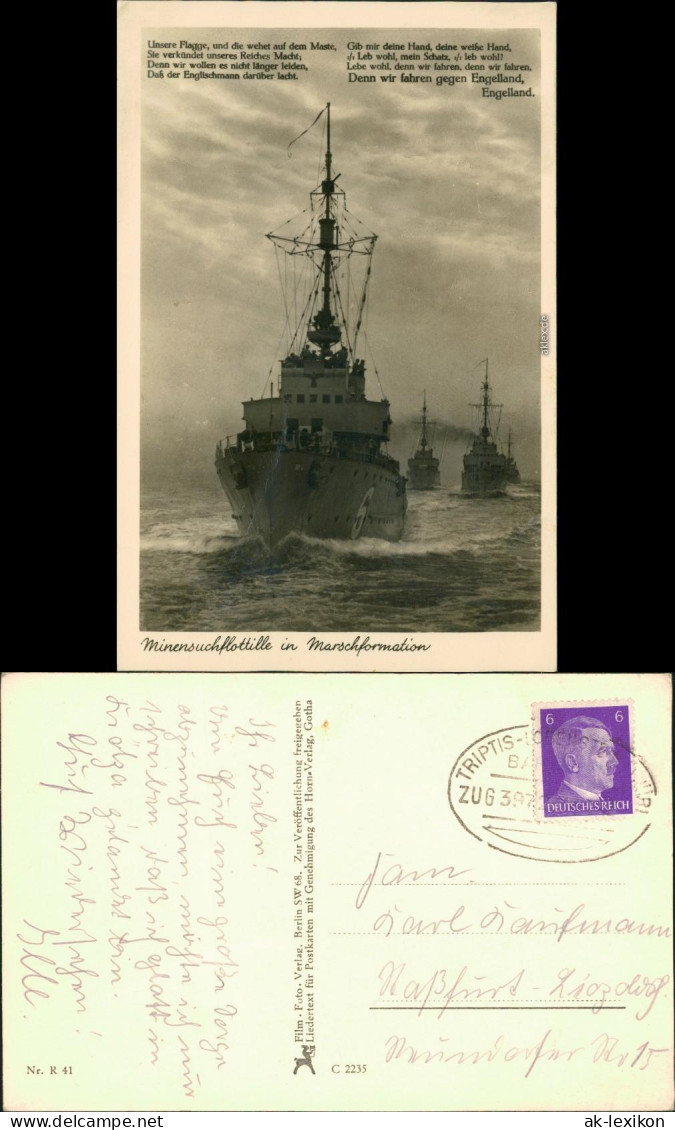 Ansichtskarte  Minensuchflotille In Marschformation 1939  - Oorlog
