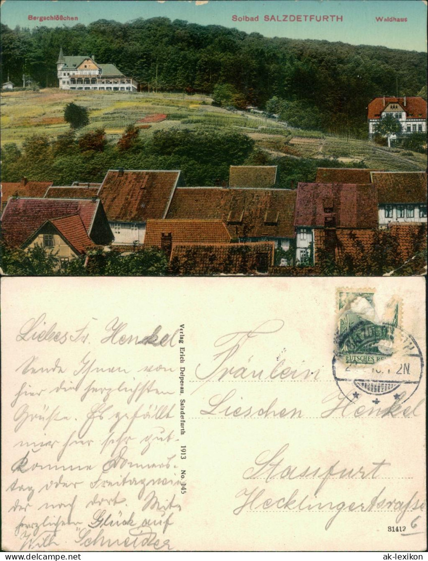 Ansichtskarte Bad Salzdetfurth Stadt, Waldschlößchen Und Waldhaus 1913  - Bad Salzdetfurth