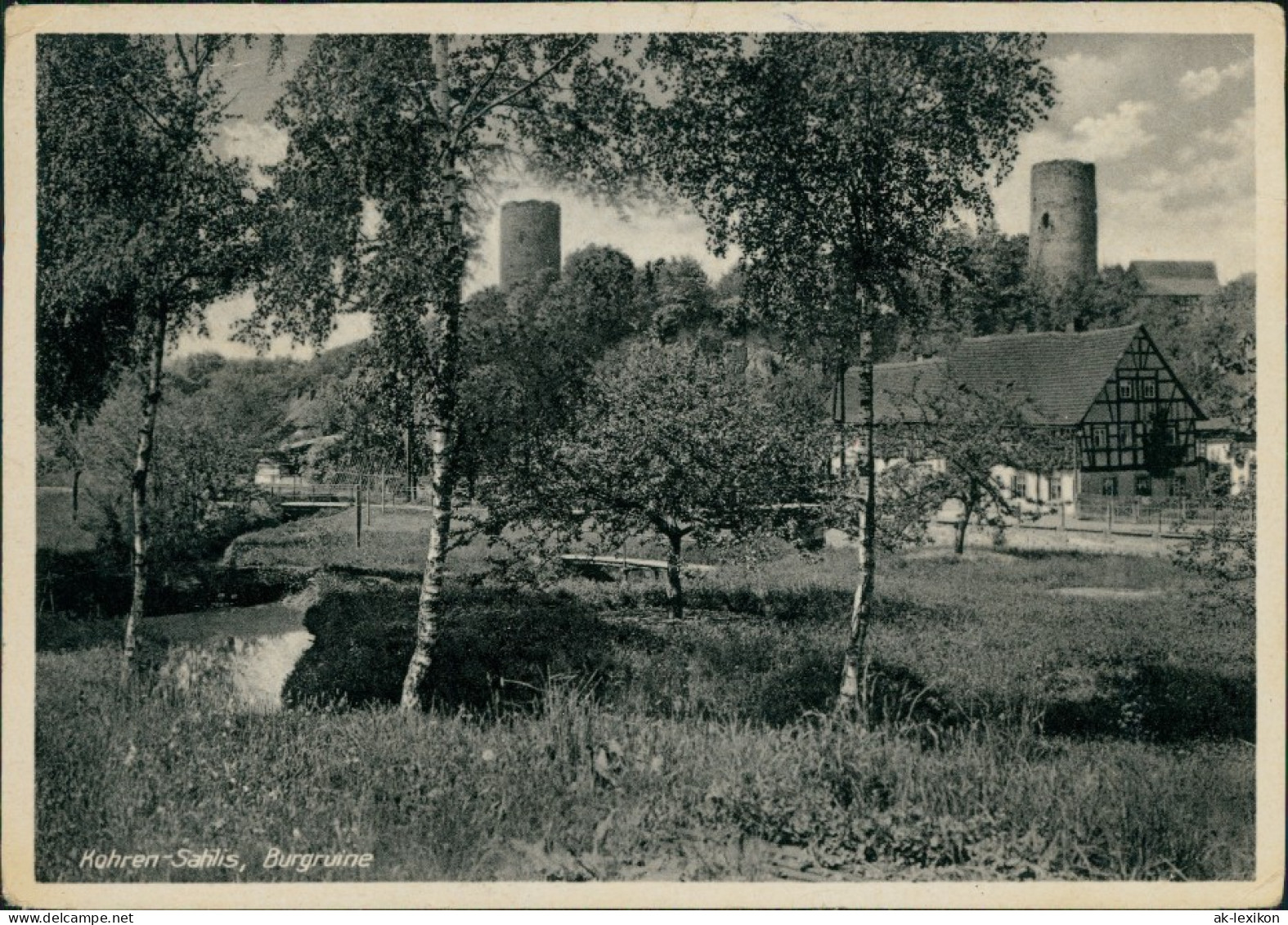 Ansichtskarte Kohren-Sahlis Burgruine 1953 - Kohren-Sahlis