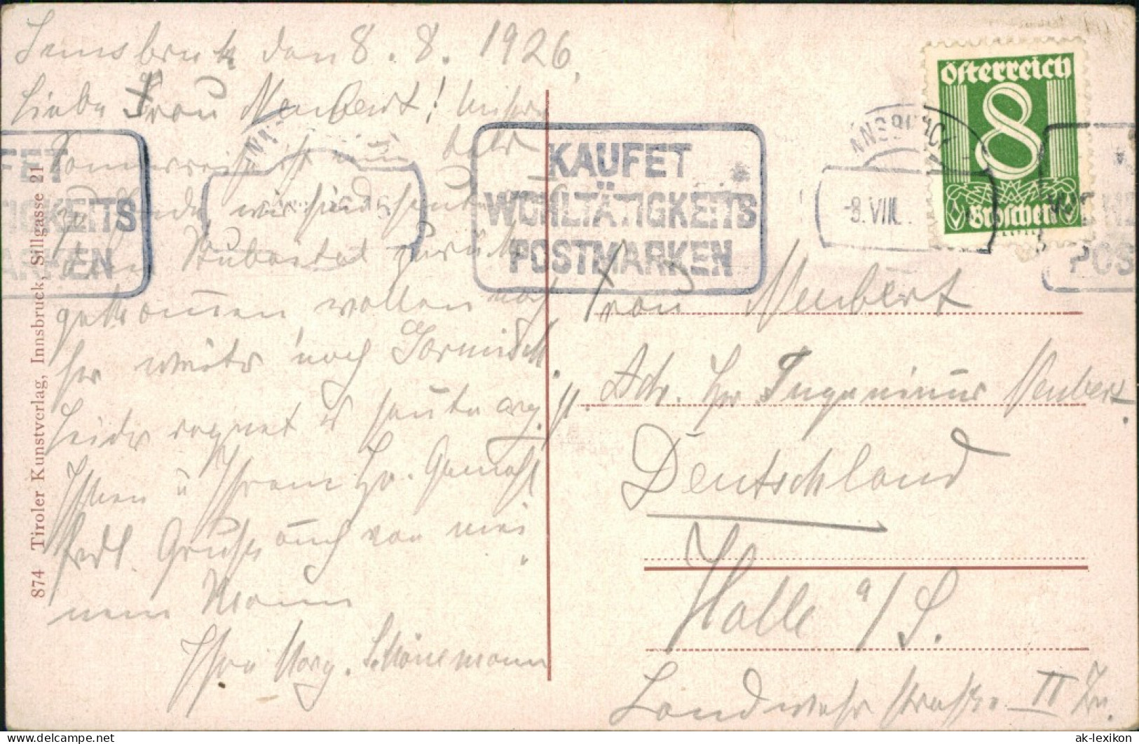 Ansichtskarte Innsbruck Maria Theresienstraße Mit Nordkette 1926 - Innsbruck