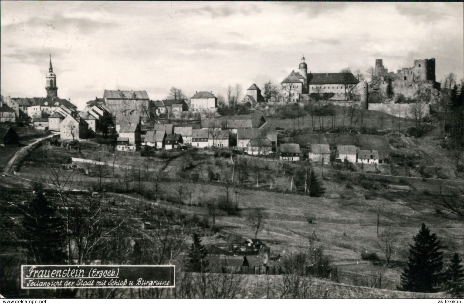 Frauenstein (Erzgebirge) Teilansicht Der Stadt Mit Schloß Und Burgruine 1962 - Frauenstein (Erzgeb.)