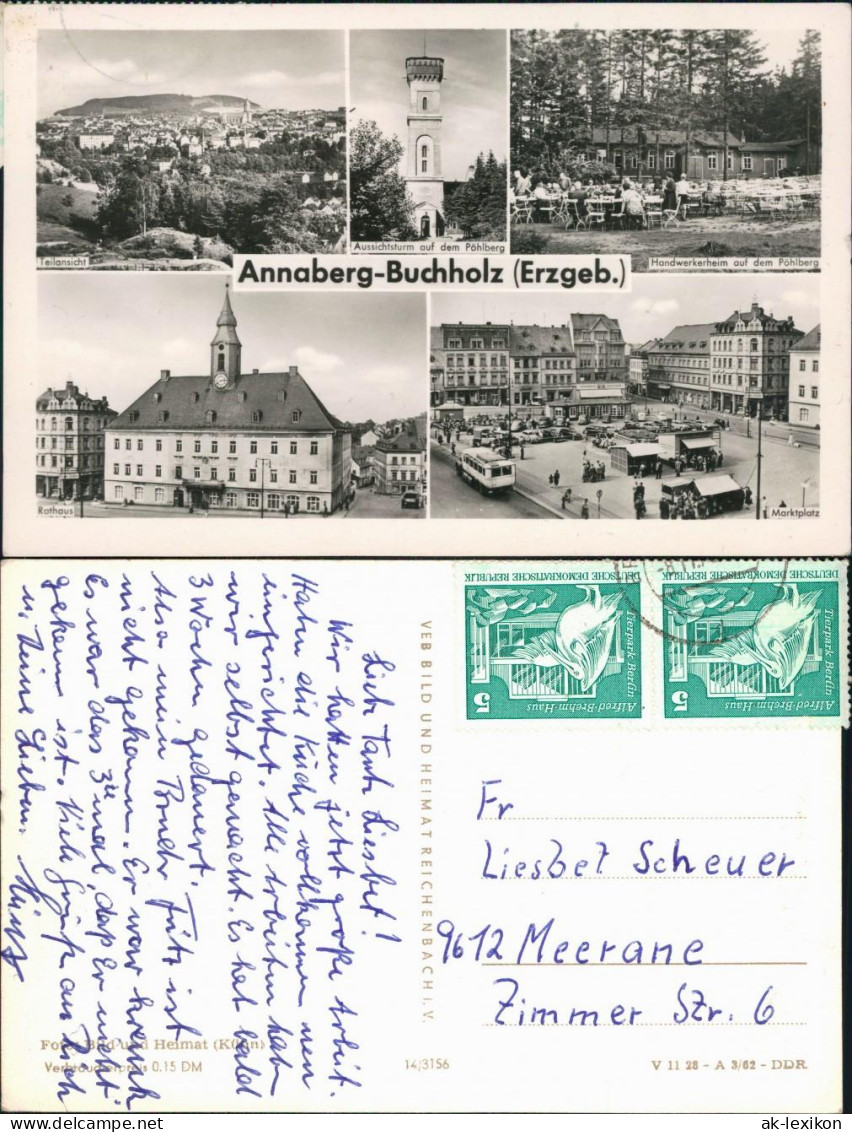 Annaberg-Buchholz Panorama, Aussichtsturm, Handwerkerheim, Rathaus, Markt 1962 - Annaberg-Buchholz