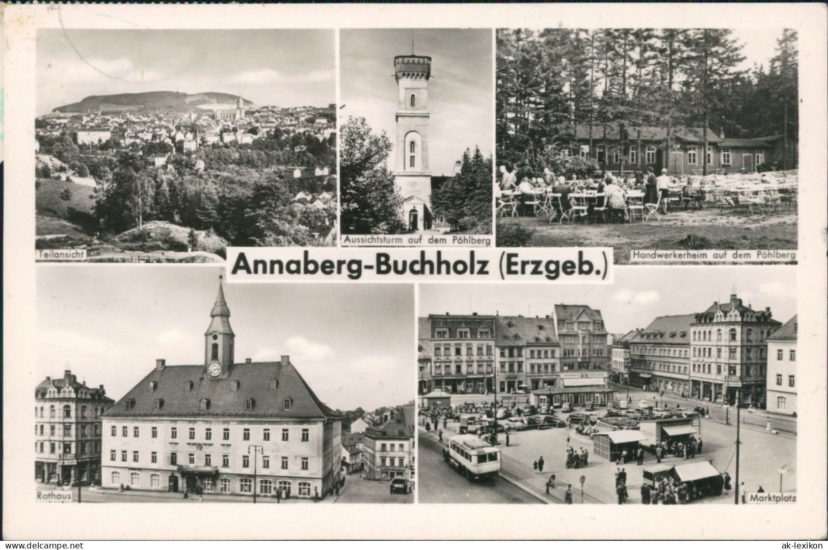 Annaberg-Buchholz Panorama, Aussichtsturm, Handwerkerheim, Rathaus, Markt 1962 - Annaberg-Buchholz