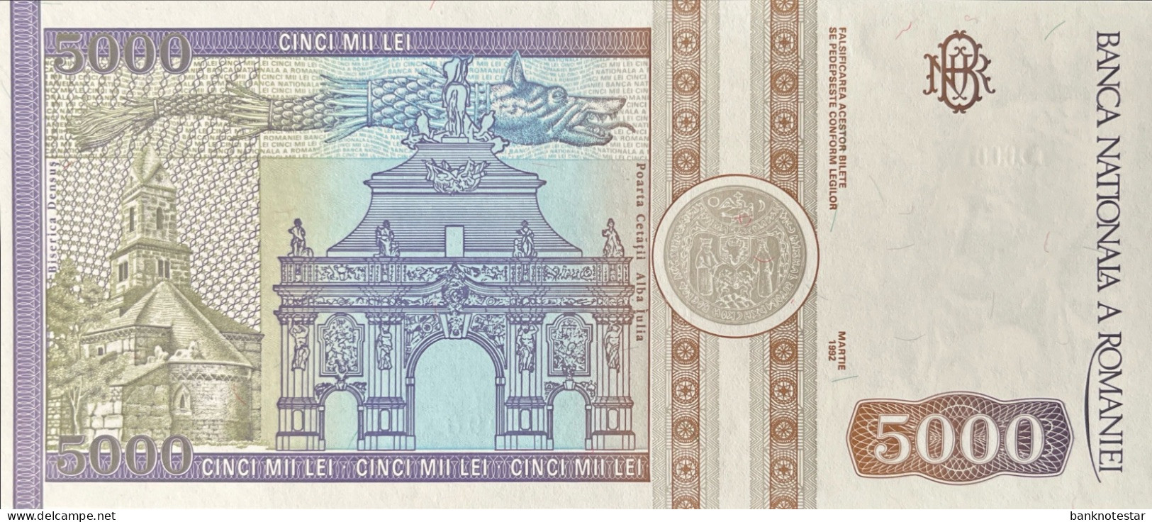 Romania 5.000 Lei, P-103 (March 1992) - UNC - Roemenië