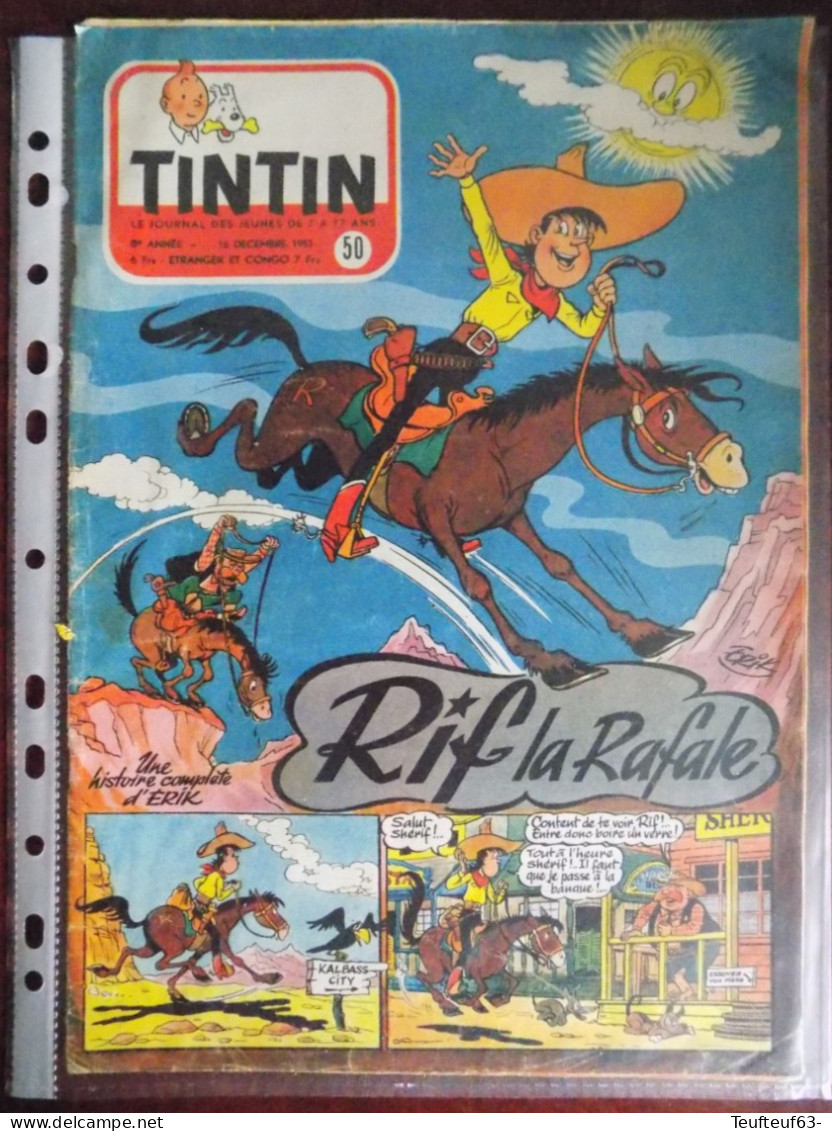 Tintin N° 50/1953 Couv. Erik - Tintin Dans " On A Marché Sur La Lune " - Tintin