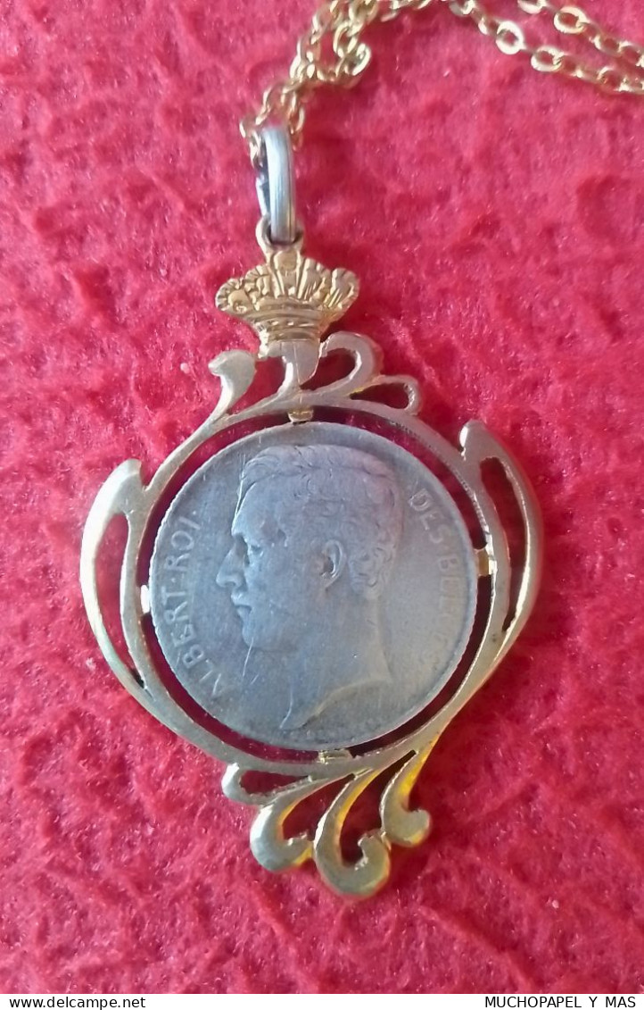 ANTIGUA MEDALLA MEDAL MÉDAILLE COLGANTE O SIMIL YSER 1914 ALBERT ROI DES BELGES BELGIQUE BATTLE MILITAR..BELGIUM GUERRE. - Autres & Non Classés