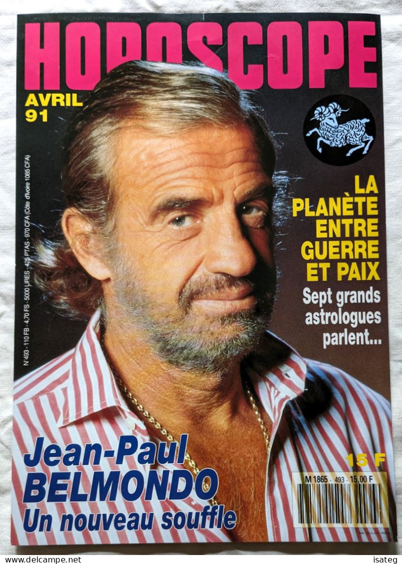 Affiche Cartonnée Publicitaire Pour Librairie : Magazine Horoscope 1991 - Jean Paul Belmondo - Affiches