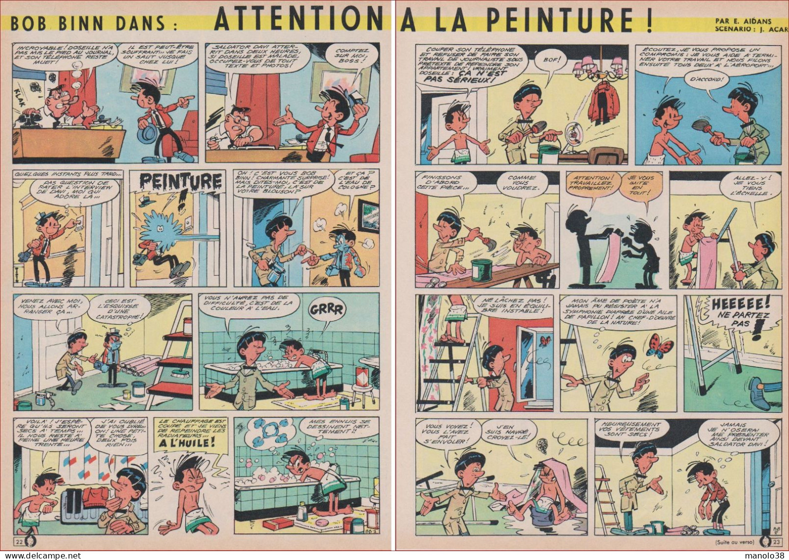 Bob Binn Dans Attention à La Peinture. Bande Dessinée. BD. Edouard Aidans Et Jacques Acar. 1965. - Collections