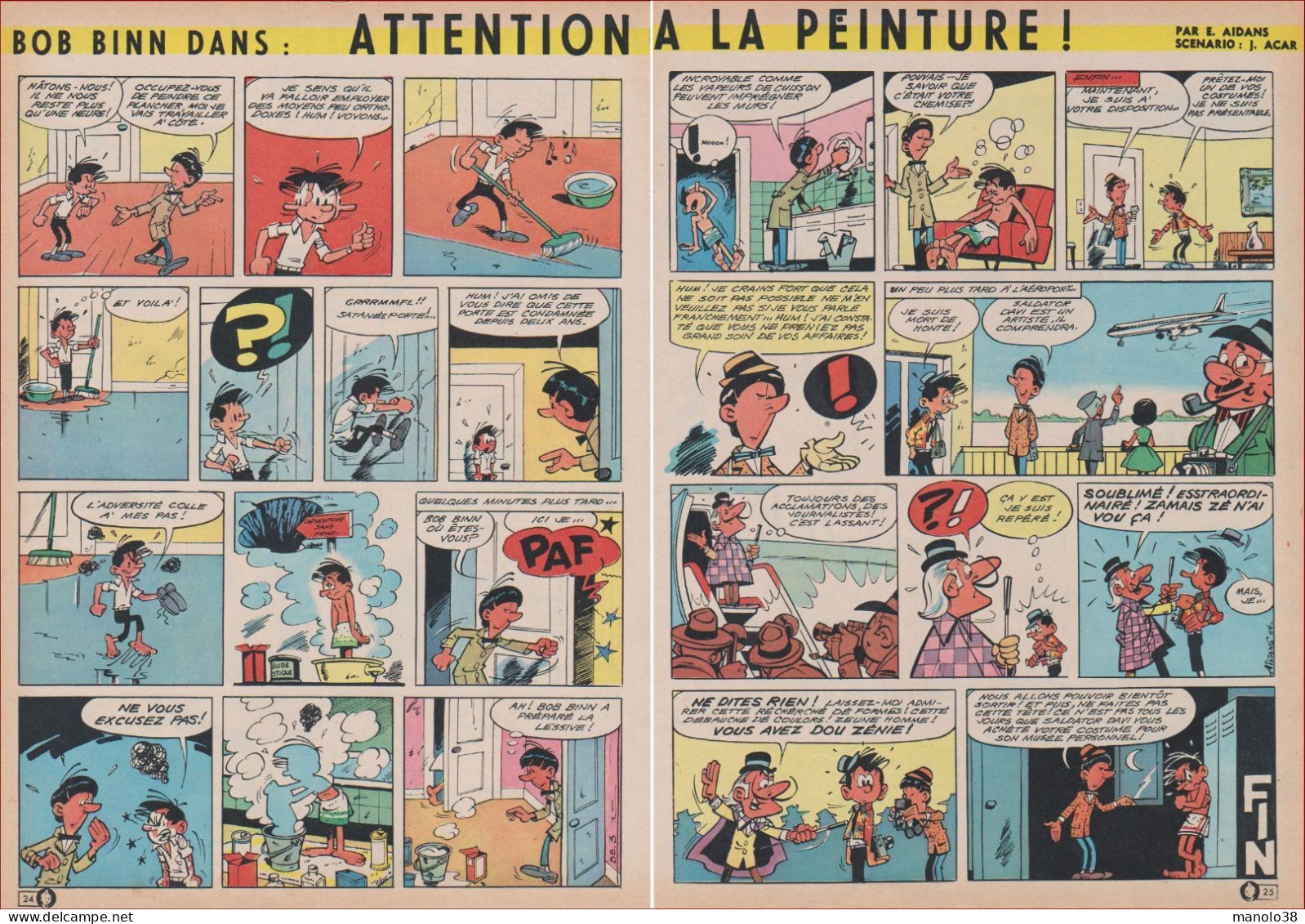 Bob Binn Dans Attention à La Peinture. Bande Dessinée. BD. Edouard Aidans Et Jacques Acar. 1965. - Collezioni