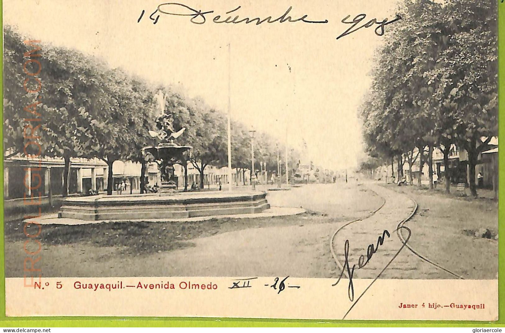 Af2356 - ECUADOR - Vintage Postcard - Guayaquil - Avenida Olmedo - 1908 - Equateur