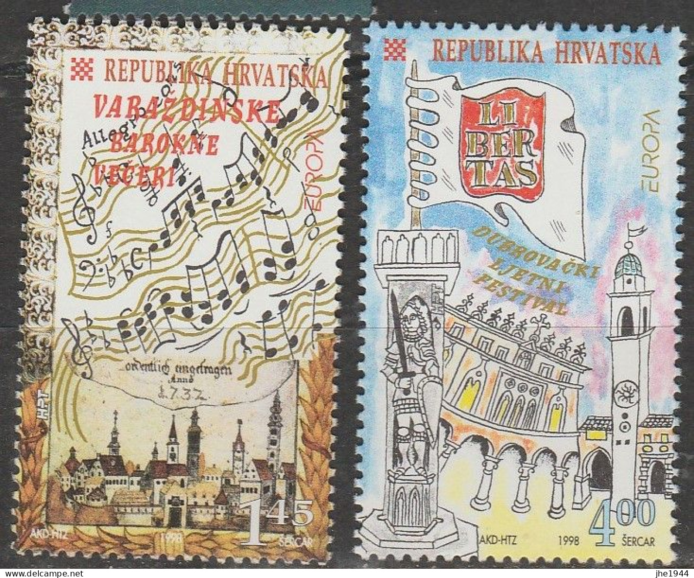 Croatie Europa 1998 N° 423/ 424 ** Festivals Nationaux - 1998