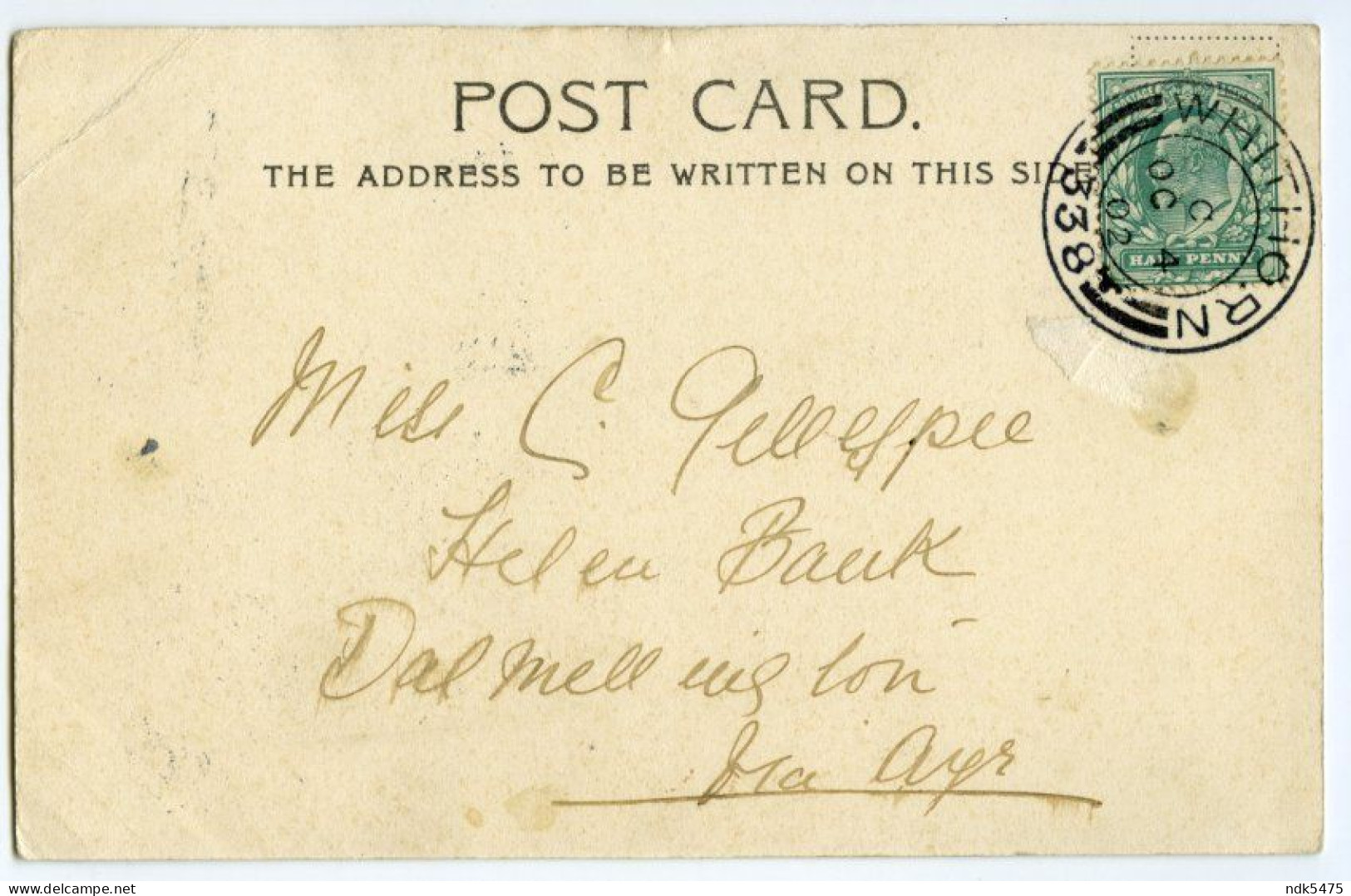 ISLE OF WHITHORN / POSTMARK / DALMELLINGTON, HELEN BANK, AYR (GILLESPIE) - Dumfriesshire