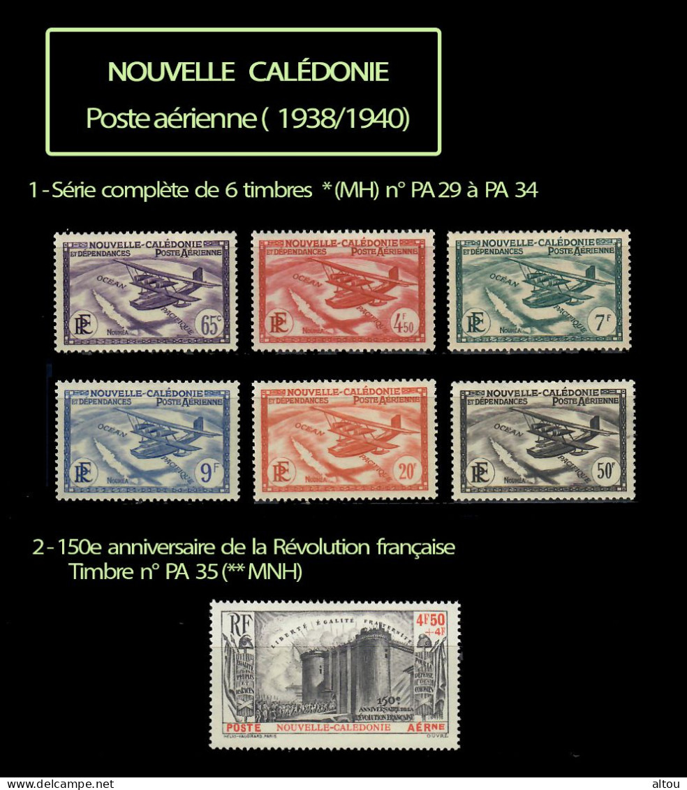 Nouvelle Calédonie 1938 - Poste Aérienne N° PA 29 à PA 35 - Neufs