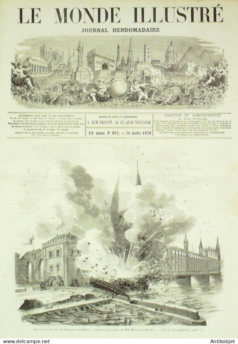 Le Monde Illustré 1870 N°694 Cherbourg (50) Marseille (13) Forbach St-Alvold Merlebach (57) Jougnes - 1850 - 1899