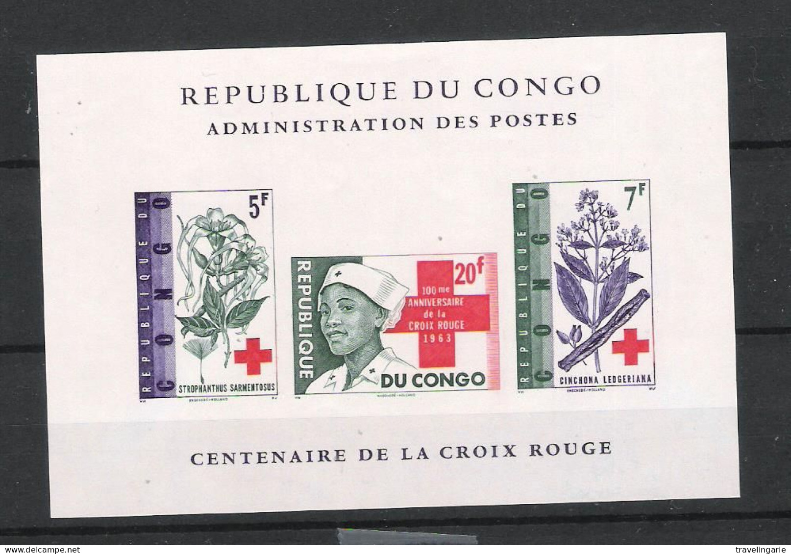 Republic Of Congo 1963 Red Cross Centenary With Flowers  Deluxe Sheet MNH ** - Sonstige & Ohne Zuordnung