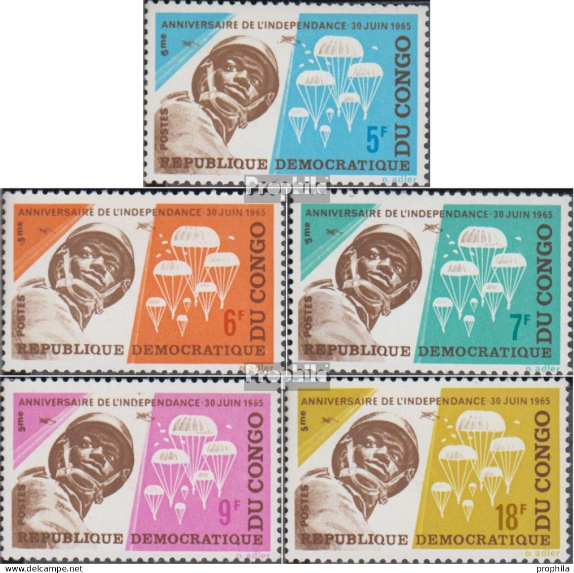 Kongo (Kinshasa) 235-239 (kompl.Ausg.) Postfrisch 1965 5 Jahre Unabhängigkeit - Nuevas/fijasellos