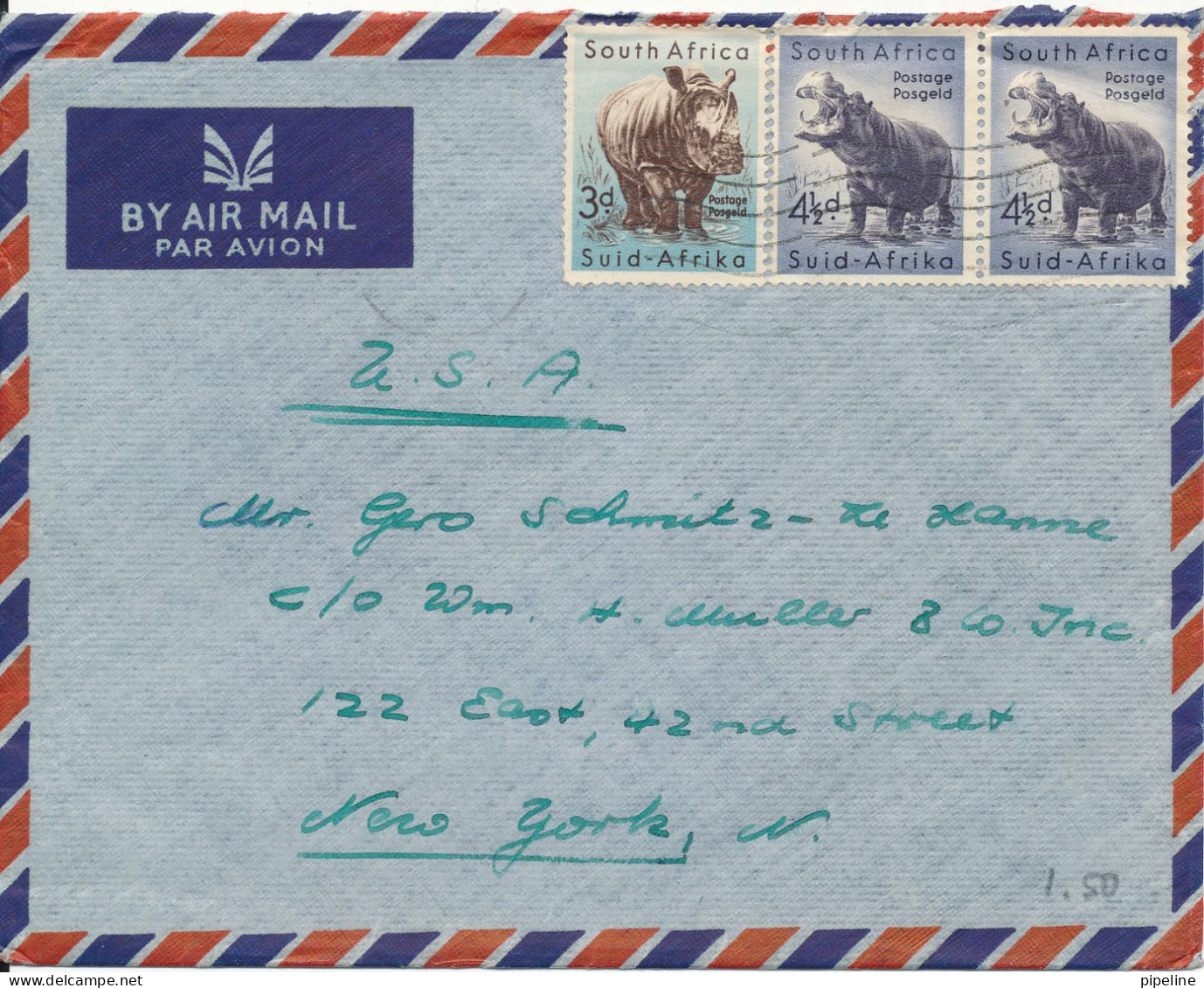 South Africa Air Mail Cover Sent To USA - Briefe U. Dokumente