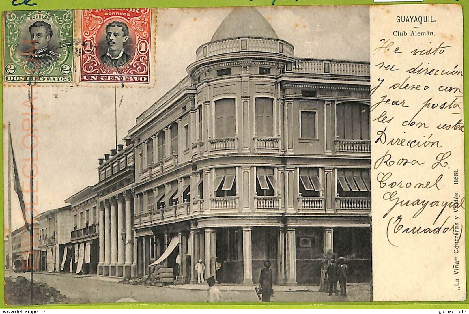 Af2360 - ECUADOR - Vintage Postcard - Guayaquil - Club Aleman - 1905 - Ecuador