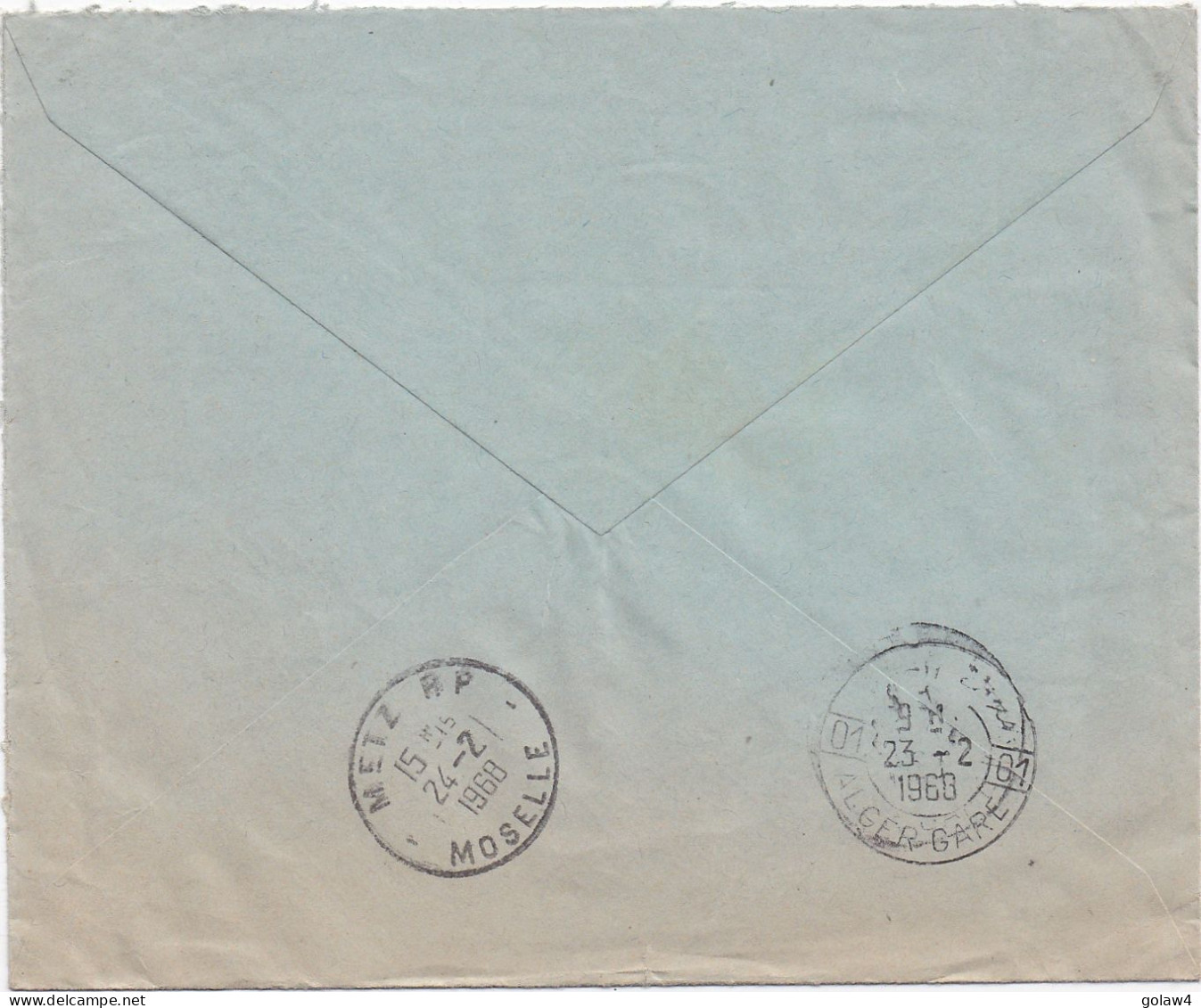 36817# ALGERIE LETTRE RECOMMANDE AR ACCUSE RECEPTION Obl ORLEANSVILLE ORLEANSVILLE 1968 Pour METZ MOSELLE - Algeria (1962-...)