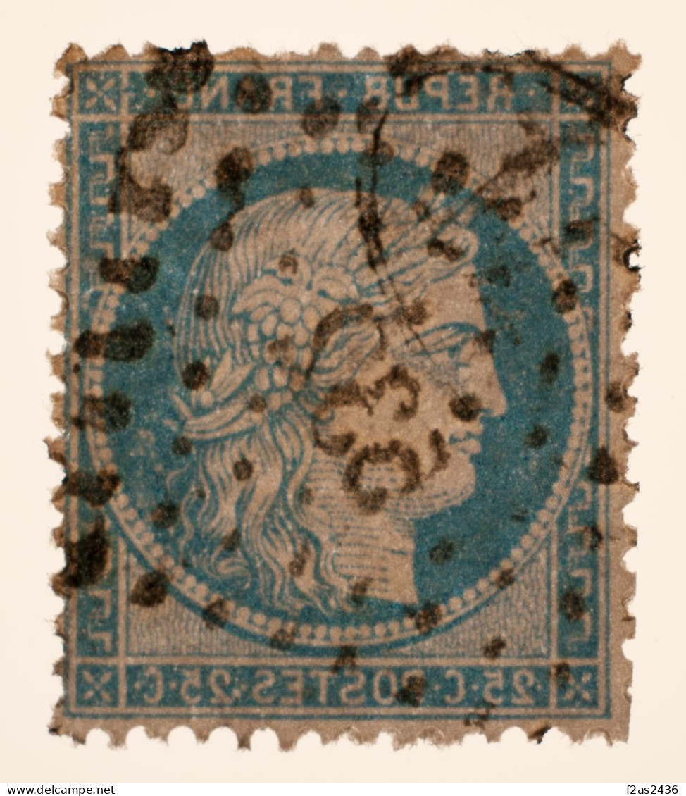 1873 - Cérès 25c.bleu (type II) - PC Des GC 532 Bordeaux (32) - YT 60B - 1871-1875 Cérès