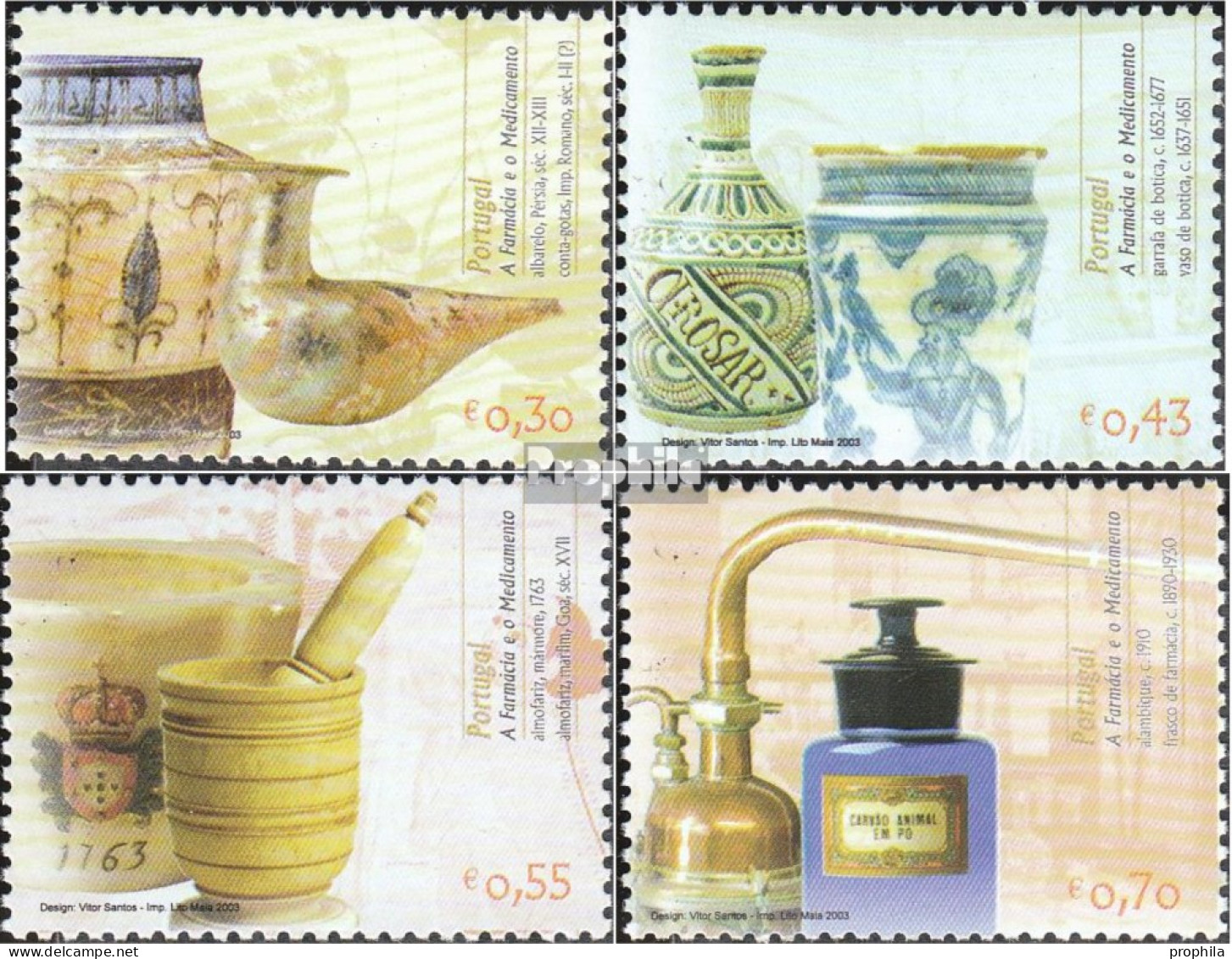 Portugal 2734-2737 (kompl.Ausg.) Postfrisch 2003 Historische Apotheken - Unused Stamps