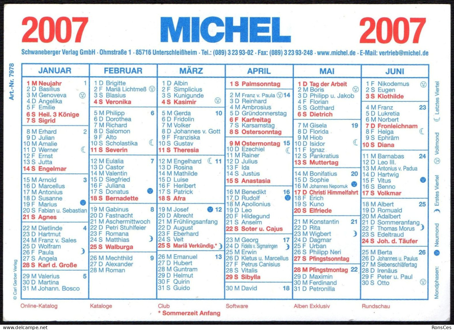 GERMANY 2007 - CALENDARIO TASCABILE - MICHEL CATALOG - I - Formato Piccolo : 2001-...