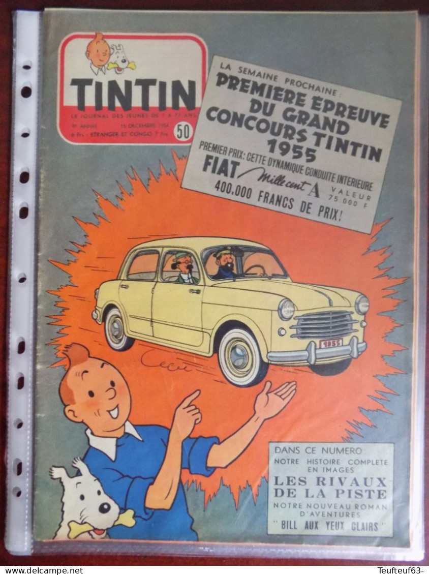 Tintin N° 50/1954 Couv. Tintin Fiat - Tintin