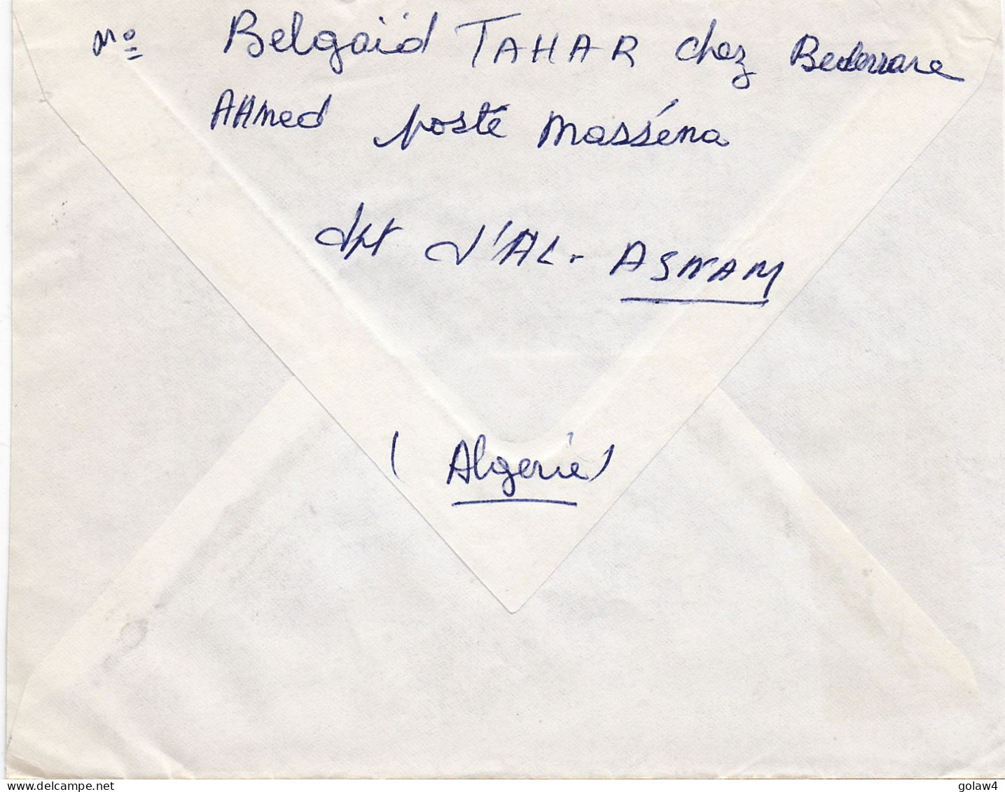 36823# ALGERIE LETTRE Obl MASSENA ORLEANSVILLE 1967 Pour METZ MOSELLE - Algérie (1962-...)