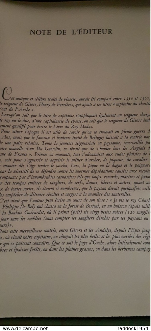 le livre du roy MODUS et de la ROYNE RATIO HENRI de FERRIERES jean pardo à l'enseigne du sefer 1964