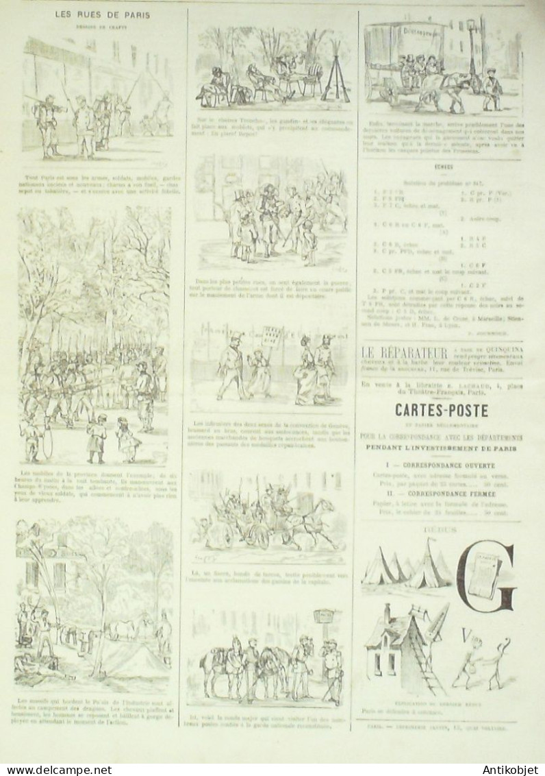 Le Monde Illustré 1870 N°703 Ballons-Poste Ferrières (77) Villejuif (94) Châtillon (92) Courbevoie (92) Lyon (69) - 1850 - 1899