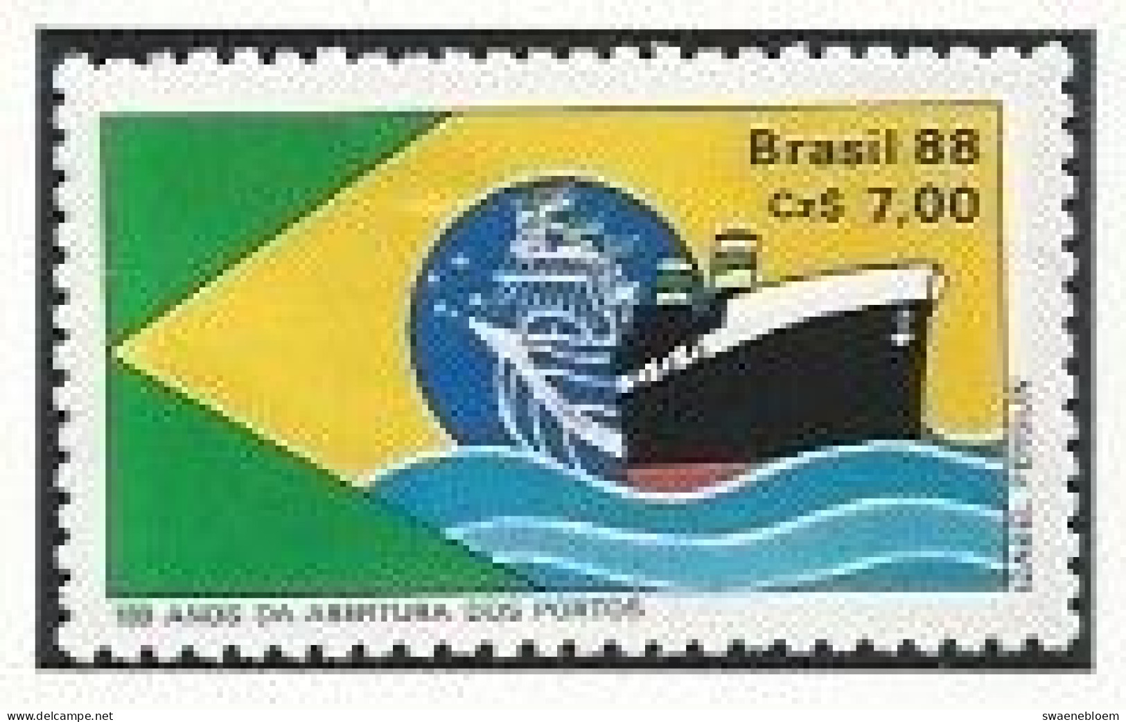 BR. BRAZILIE. BRASIL. 180e VERJAARDAG VAN OPENING VAN BRAZILIAANSE HAVEN VOOR ZEESCHEPEN. VRACHTSCHIP. - Unused Stamps