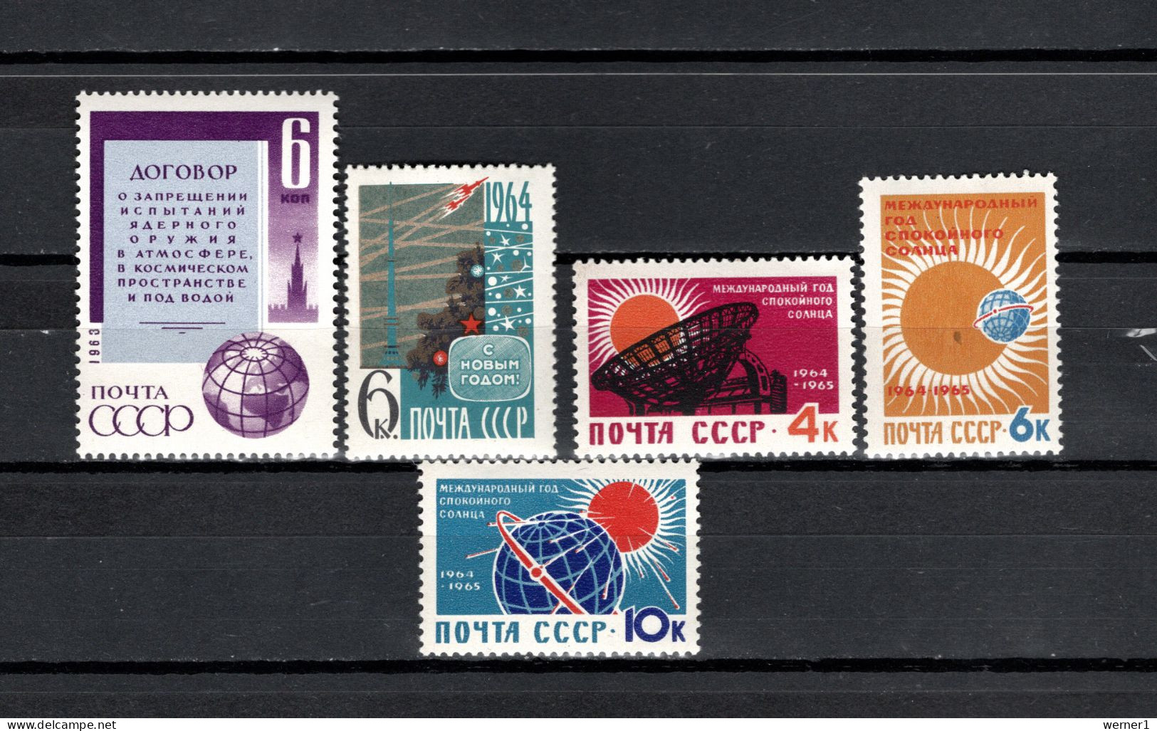 USSR Russia 1963/1964 Space, New Year, International Year Of The Quiet Sun 5 Stamps MNH - Russia & URSS