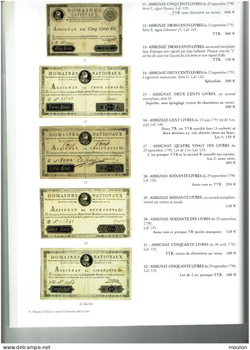 Billets De La Banque De France De 1858 A 2000-Catalogue De La Vente J.M Cabanas 2015 Luxueuse Brochure -Voir Scans 120 P - Otros & Sin Clasificación