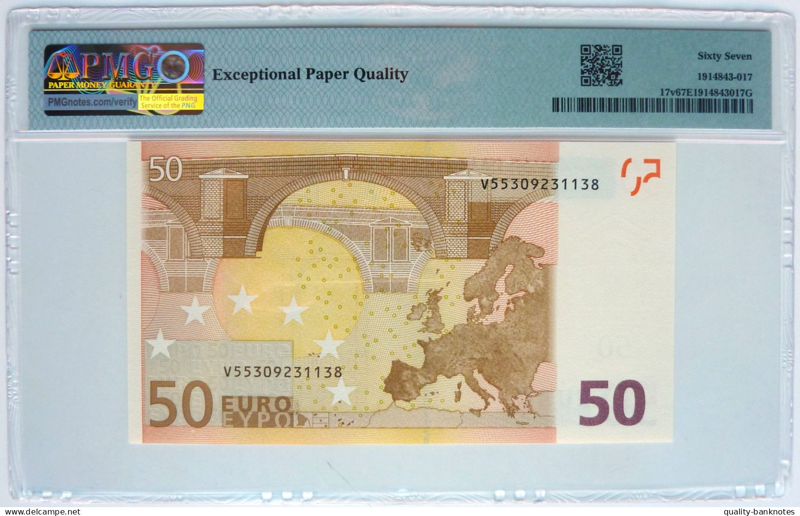 •Q-B• EUROPEAN UNION • SPAIN 50 EURO 2002 • DRAGHI • P 17 V • PMG 67 GEM UNC - 50 Euro