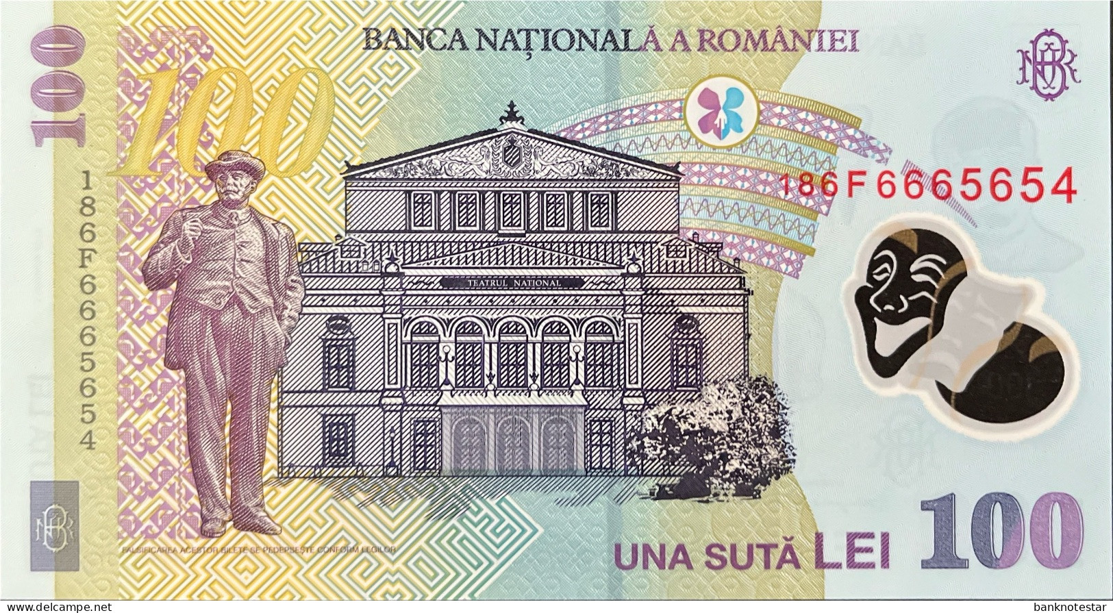 Romania 100 Lei, P-121i (2018) - UNC - 6F666 Beginning Serial Number - Romania